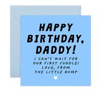 Simpatico biglietto di compleanno per papà, con scritta in lingua inglese "Little Bump Daddy", regalo per padre, lui, marito, coniuge da moglie incinta, presto per nascere bambino, fornito con