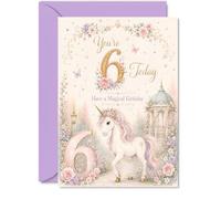 Simpatico biglietto per il 6° compleanno, Make Her Day Magical, 12,7 x 17,