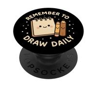 Simpatico blocco da disegno divertente "Remember to Draw Daily" PopSockets PopGrip Adesivo
