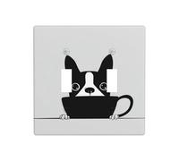 Simpatico Boston Terrier che sbircia doppia banda interruttore luce copertura parete interruttore Decor dimensioni standard - 11,4 x 11,4 cm