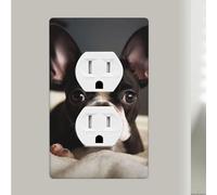 Simpatico Boston Terrier singolo duplex piastra da parete copertura decorativa interruttore luce piatti da parete in plastica decorazione per la casa camera da letto cucina decorativa 11,4 x 7,9 cm