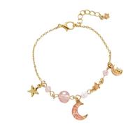 Simpatico braccialetto con ciondolo a forma di stella e luna per donne, squisito ed elegante, con catena regolabile, con chiusura a moschettone, comodo da maneggiare