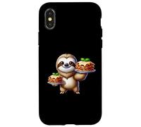 Simpatico bradipo cartone animato con lasagne Custodia per iPhone X/XS
