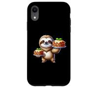 Simpatico bradipo cartone animato con lasagne Custodia per iPhone XR