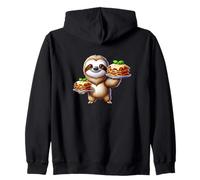 Simpatico bradipo cartone animato con lasagne Felpa con Cappuccio