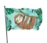 Simpatico bradipo con cappello bandiera 9,6 x 1,5 m, colori vivaci resistente allo sbiadimento, in poliestere per sport all'aria aperta, con 2 occhielli in ottone