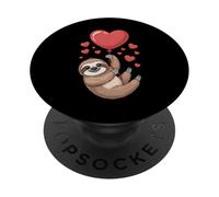 Simpatico bradipo con palloncino a forma di cuore PopSockets PopGrip Adesivo