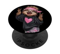 Simpatico bradipo divertente con segno della pace e occhiali design PopSockets PopGrip Adesivo