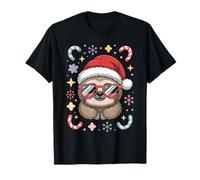 Simpatico Bradipo Natalizio con Cappello di Babbo Natale e Bastoncini di Zucchero Maglietta