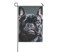 Simpatico Bulldog francese cani rabbia bandiere da giardino all'aperto felice anno nuovo banner per la decorazione esterna 12x18 pollici double sided