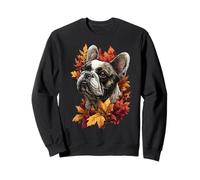 Simpatico Bulldog Francese con Foglie Autunnali Cane estetico Autunnale Felpa