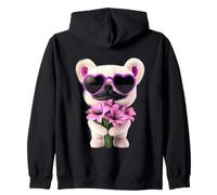 Simpatico Bulldog francese con occhiali a forma di cuore Felpa con Cappuccio