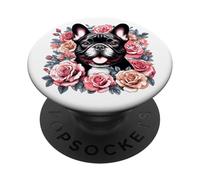 Simpatico Bulldog francese floreale rose design Frenchie Love PopSockets PopGrip Adesivo