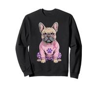 Simpatico Bulldog Francese Pigiama Rosa Cancro al Seno Nastro Felpa
