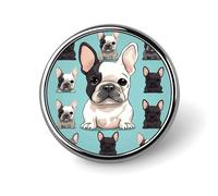 Simpatico Bulldog francese rotondo distintivo personalizzato in metallo spilla da bavero adatta per abbigliamento borse cappello spilla stampata umoristica distintivo decorazioni per feste accessori