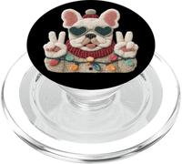 Simpatico bulldog francese segno della pace retrò stile amante dei cani design PopSockets PopGrip per MagSafe