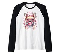 Simpatico Bulldog Francese Valentine Frenchie Love Heart Occhiali Maglia con Maniche Raglan