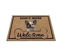 Simpatico Bulldog Francese, Zampa Di Osso Dell'Animale Domestico Con Nome Di Cane Personalizzato Tappetino Da Bagno Confortevole Tappeti D'Ingresso Resistente Zerbino Di Benvenuto 40X60Cm