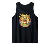 Simpatico bulldog hawaiano Hula Tramonto Tropicale Beach Dog Art Canotta