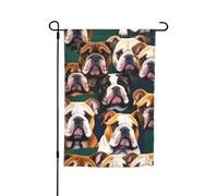 Simpatico Bulldog inglese stampa resistente allo sbiadimento bandiere da giardino per tutte le stagioni bandiera all'aperto decorazione del cortile per portici