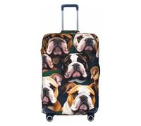 Simpatico Bulldog inglese stampa universale valigia copertura elastica lavabile viaggio bagagli copertura con doppia faccia, Nero , S