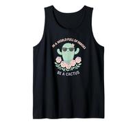 Simpatico Cactus Kawaii con Viole del Pensiero Divertente pianta Canotta