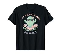 Simpatico Cactus Kawaii con Viole del Pensiero Divertente pianta Maglietta