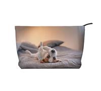 Simpatico cagnolino Jack Russell Terrier, Borsa per cosmetici in velluto a coste Borsa per il trucco Borsa da viaggio portatile