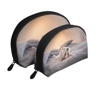 Simpatico cagnolino Jack Russell Terrier, Borsa per trucco a conchiglia Portamonete da donna Borsa da toilette piccola Borsa per cosmetici 2 pezzi