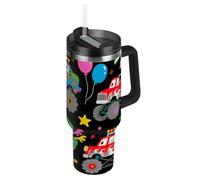 Simpatico camion colorato vuoto bocca larga grande bottiglia d'acqua con coperchio cannuccia tazza da caffè isolante decorativo per casa, ufficio o auto vaso para bebidas frias 1,18 oz