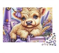 Simpatico camioncino toro Puzzle da 1000 pezzi Una vitellina in lavanda per giochi educativi per adulti Decorazione per la casa Difficile Sfida maschile e femminile Compleanno 70x50cm/1000pcs Regali