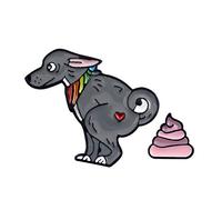 Simpatico Cane Arcobaleno Poo Modello Distintivo Animale Spilla per Bambini Smalto Pin Gioielli Decor Grigio Elegante e Popolare Practical Design