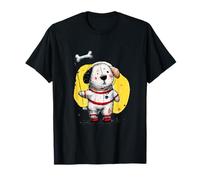 Simpatico Cane Astronauta Esploratore Spaziale con Bandiera ossea Design Maglietta