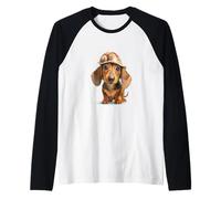 Simpatico Cane Bassotto Weiner in Un Guscio di Lumaca Maglia con Maniche Raglan