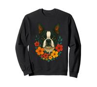 Simpatico cane Boston Terrier Floreale Pet Primavera Fiori Estate Felpa
