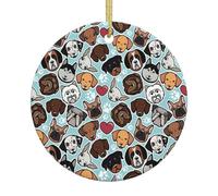 Simpatico cane carlino stampa 7,4 cm albero di Natale in ceramica, scelta perfetta per la decorazione natalizia per la casa e le vacanze