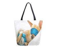 Simpatico cane Chihuahua che dorme in tela Tote Bag Borsa a tracolla casual da donna Borsa per la spesa riutilizzabile grande