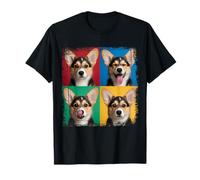 Simpatico Cane Collage colorato Corgi Puppy Expressions Maglietta