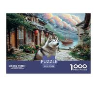 Simpatico cane colorato di Lakeside Cottage 1000 pezzi puzzle per adulti e bambini impegnativo rompicapo 52x38 cm/1000 pezzi
