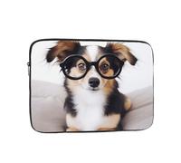Simpatico cane con occhiali borsa per laptop da 17 pollici, borsa impermeabile antiurto per laptop borsa per computer borse per tablet leggera custodia da trasporto