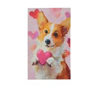 Simpatico cane Corgi che tiene un cuore rosa bandiere per la casa, 9 x 1,5 m, striscione di auguri con occhielli per interni ed esterni, decorazioni per la casa