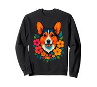 Simpatico cane Corgi con fiori floreale Proprietario di animali domestici Primavera Estate Felpa