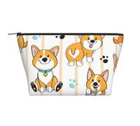 Simpatico cane Corgi su una riga, Borsa da toilette Borsa per trucco Borsa per cosmetici Borsa da toilette da viaggio portatile