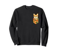 Simpatico Cane Corgi Tascabile Hawaiano Divertente Animale Domestico Tropicale Vacanza Felpa