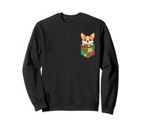 Simpatico Cane Corgi Tascabile Hawaiano Divertente Animale Domestico Tropicale Vacanza Felpa