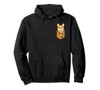 Simpatico Cane Corgi Tascabile Hawaiano Divertente Animale Domestico Tropicale Vacanza Felpa con Cappuccio