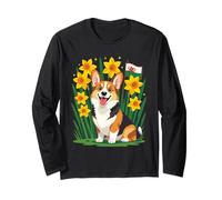 Simpatico Cane Corgi tra narcisi Che sostengono Il Galles Maglia a Manica