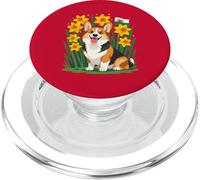 Simpatico cane corgi tra narcisi che sostengono il Galles PopSockets PopGrip per MagSafe