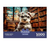 Simpatico cane da compagnia Schnauzer in cartone riciclato al 100% in biblioteca 1000 pezzi puzzle per adulti e bambini bella decorazione 52x38 cm/1000 pezzi