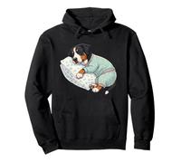 Simpatico Cane da Montagna Svizzero Che Dorme in Pigiama Prima di Andare a Letto Felpa con Cappuccio